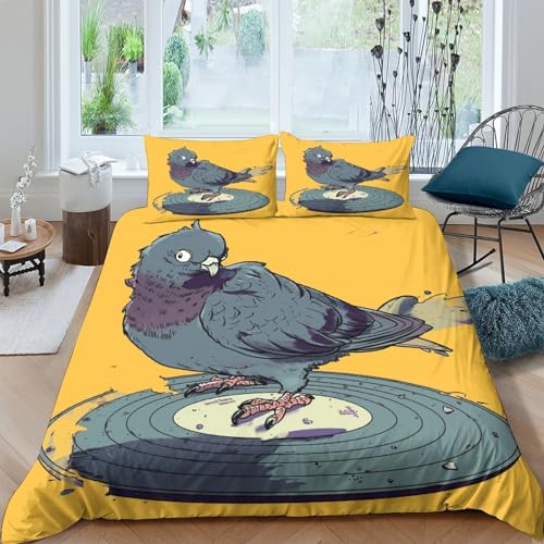 Housse de couette pigeon parure de lit 3D microfibre double 200x200 cm - 2