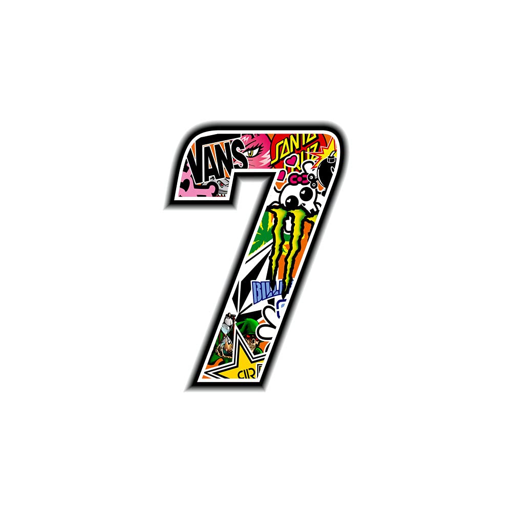 Racing Number 7, Sticker Bomb, 10 x 7.5 cm