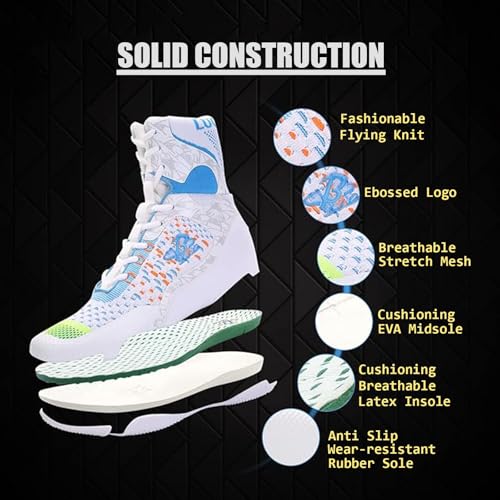 High Top Boxing Shoes for Men & Women – Lightweight Wrestling Shoes with Ankle Support & Grip for MMA, Kickboxing, Gym Training, and Weightlifting2