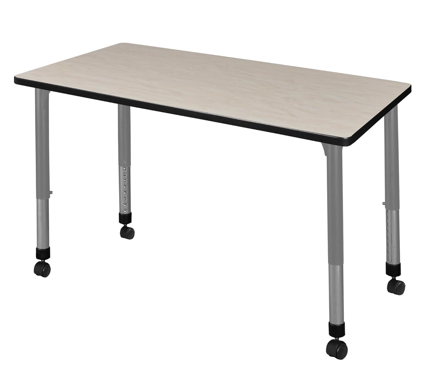 Romig Kee 48 x 30 in. Height Adjustable Mobile Classroom Activity Table- Maple Top & Grey Base