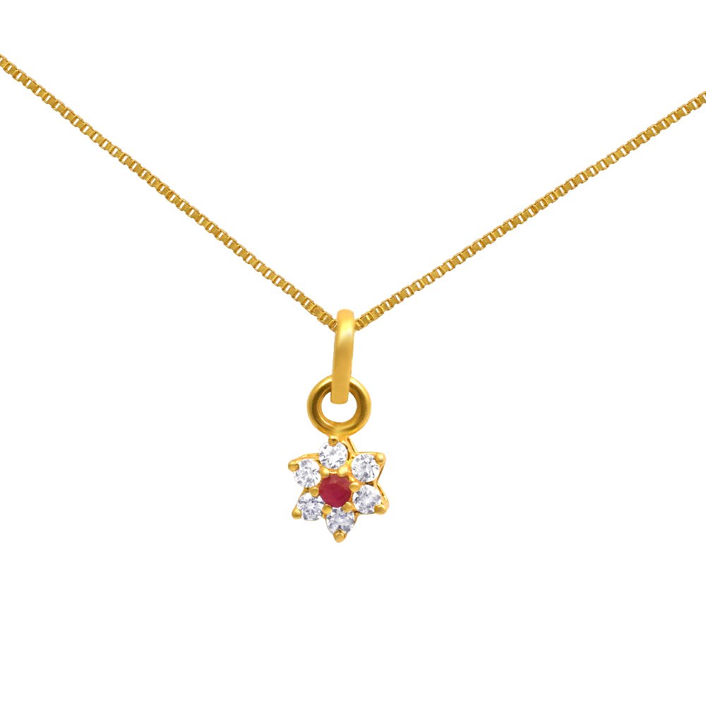 joyalukkas Ratna Collections 22k (916) Yellow Gold and Ruby Pendant-picture-49