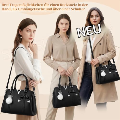 Handtasche Damen,Tasche damen,Henkeltasche PU Leder,Handtasche schwarz,mit Geldbörse,Leder Tote Bag,Ledertasche damen,Business Tasche,Arbeitstasche,Für Business Arbeit Schule – Bild 2