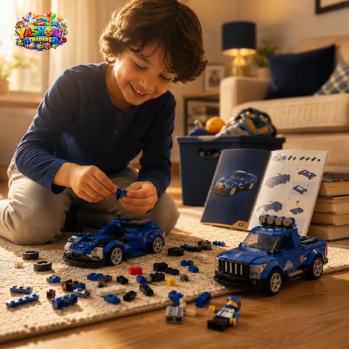 Image of Yashoni Automotive Building Blocks Toy Set for Kids | 10+ Construction Models in one Set| Aircraft, Excavator, Jeep, Car Model Building Kit | Educational STEM Toy | Ages 6+ (Super Run Finals)
