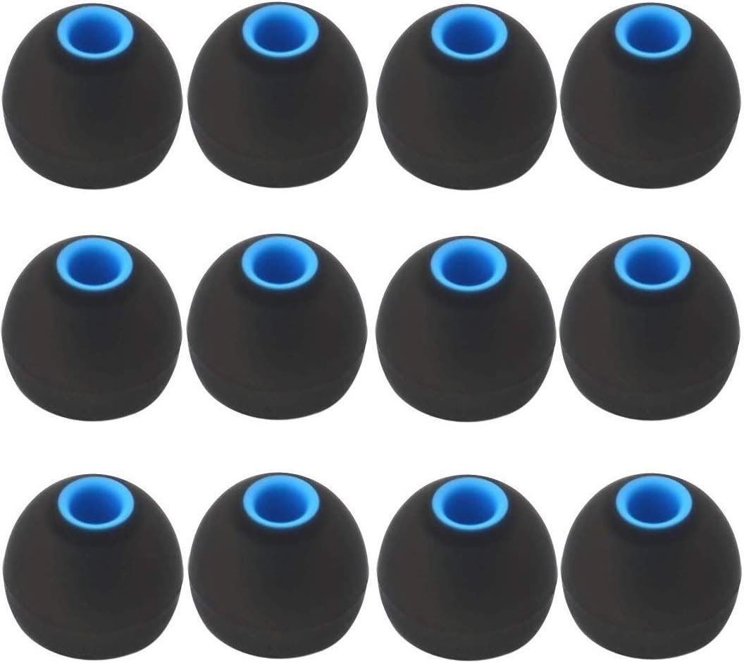 12PCS Large Size Replacement Ear Tips Compatible with BeatsX, Senso, TOZO, Sony & Other Inner Hole 3.8mm4.2mm Earbuds, Black-Blue