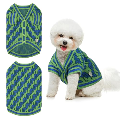 On The Roll Pet Sweaters for Dogs Boys and Girls, Dynamic Letter Patterned Dog Sweater,Dog Cardigan,Pet Clothes,Pet Knitted Clothing,Fit for Different Seasons and Kinds of Dogs (Green 3XL)