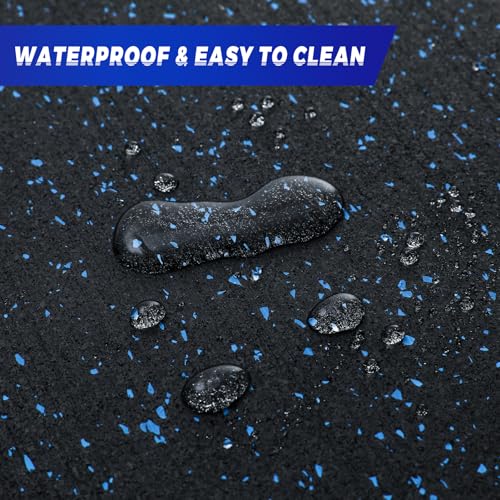 SUPERJARE 0.56'' Thick Exercise Equipment Mats, EVA Foam Mats with Rubber Top, Interlocking Rubber Floor Tiles for Home Gym and Fitness Room, Protective Flooring Mat, Black/Blue, 24 Tiles (96 Sq Ft) - Thumbnail 7