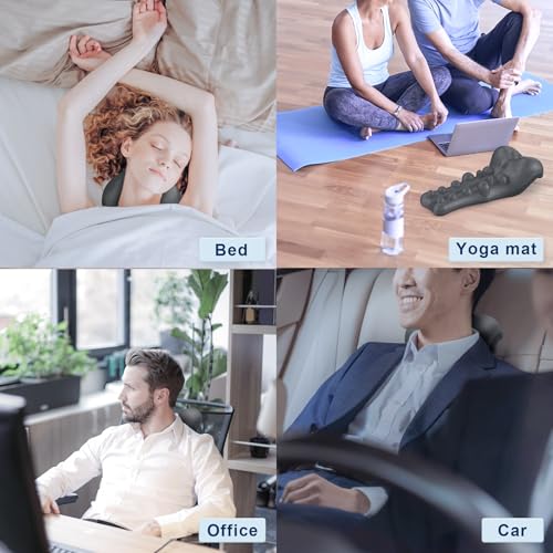 neck and shoulder relaxer with upper back massage point cervical traction device neck stretcher for tmj pain relief and cervical spine alignment chiropractic pillow grey
