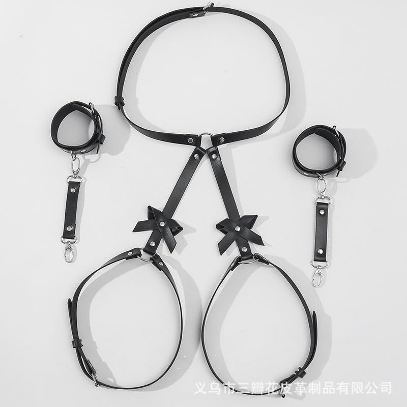 Gothic Steampunk Body Harness for Women Punk Chain Belt with Thigh Garter and Leg Cuff Jewelry Set for Rave Concert Club Outfit Sexy Lingerie Accessories