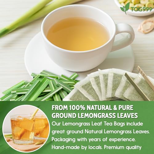 Image of TOG999, Premium Tea Bags, 100% Natural & Pure. Naturally Caffeine-Free. No Sugar, No Gluten, Vegan. (30 Bags, Lemongrass)