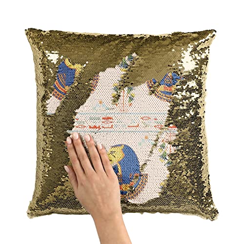 Coussin sequin pharaon pour rompre la monotonie d'un salon moderne