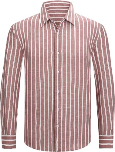 Image of Zombom Men's Regular Fit Vertical Striped Casual Shirt | Full Sleeve Cotton Blend Shirt for Men | Slim Fit Stylish Party