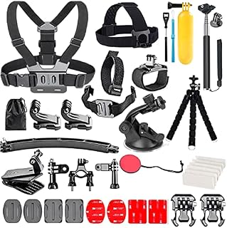 YHTSPORT Action Camera Accessories Kit Set for GoPro Hero 11 10 9 8 Max 7 6 5 4 Black GoPro 2018 Session Fusion Silver White Insta360 DJI SJCAM APEMAN AKASO and Others Cameras (28in1)