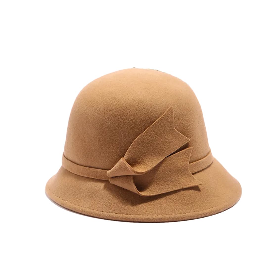Yeuyyben Cappello formale da donna, per autunno e inverno, in lana, cappello piatto, cappello largo da spiaggia, cappello sombrero fascinator