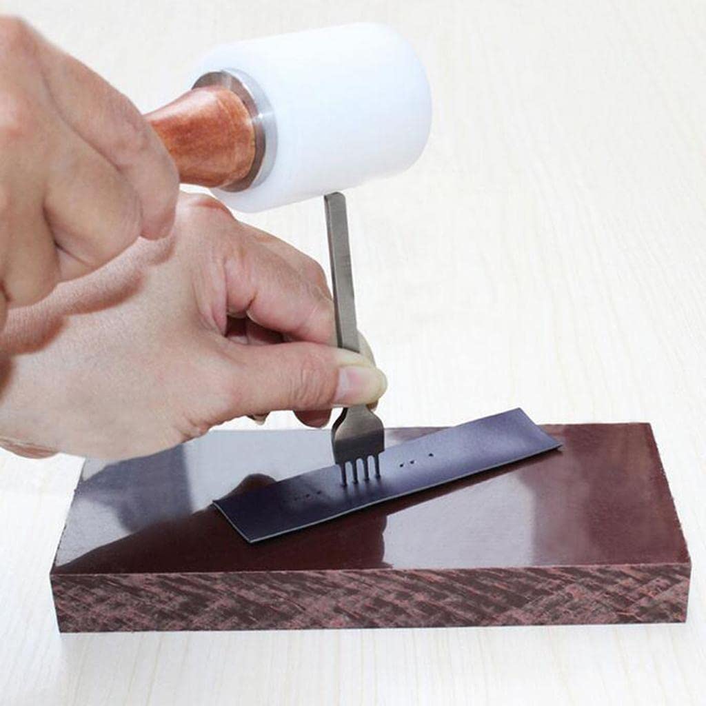 UJEAVETTE Leather Craft Tools Diamond Hole Punch Stitching Chisel 4mm 4 Prong Silver 1