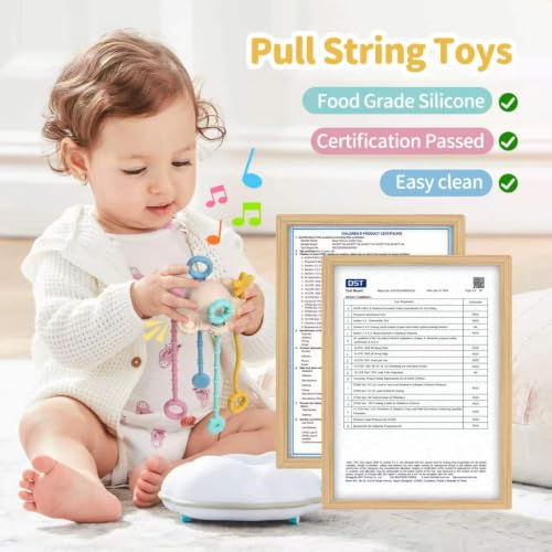 Image of Montessori Pull String Toy Silicone Travel Toy | Food Grade Silicone Early Development Toy, Fine Motor Skills Sensory Toys, Montesorri Gifts (Cream Color)