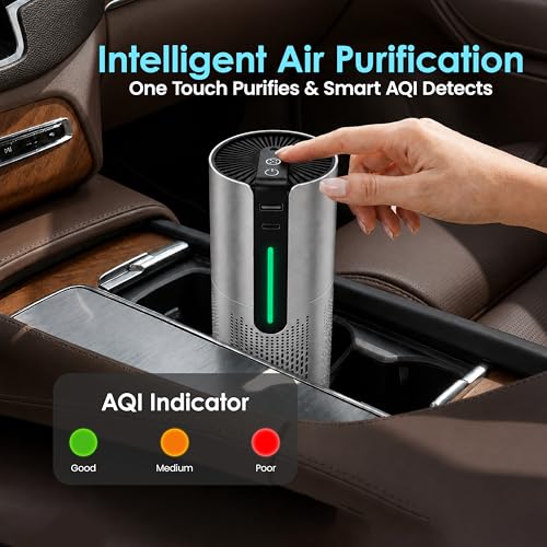 Image of NexLev Car Air Purifier | CAP-05 Air Purifier For Living Room with H13 HEPA Filter, Activated Carbon, Negative Ion Generator & 360 Air Intake, USB Type-C, Removes PM 2.5 & PM 10