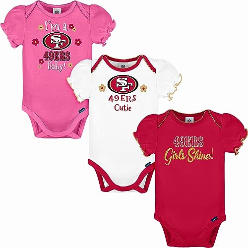 Image of Gerber NFL baby-girls Nfl Team 3 Pack Short Sleeve Onesie Bodysuit