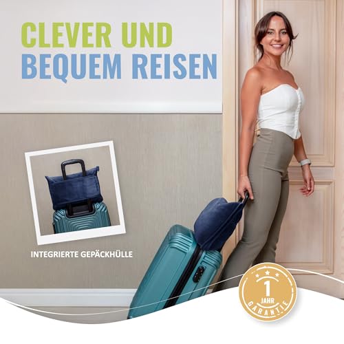 BOACAY Weiche & Warme Reisedecke für Flugzeug & Auto - Unentbehrlich für Lange Flüge für Frauen, Männer, Kinder - Kompaktes Kissen mit Gepäckhülle & Rucksackclip