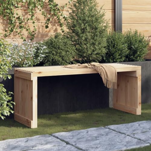 Gecheer - Banco de jardín extensible (212,5 x 40,5 x 45 cm, madera maciza de pino, banco de jardín, silla de porche, para terraza, balcón, exterior, camping