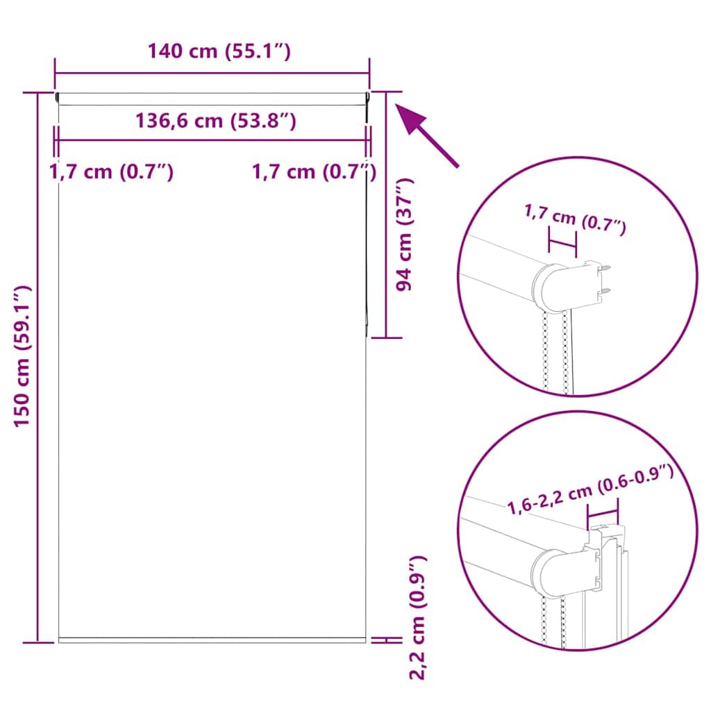 Store Enrouleur occultant en Polyester pour fenêtre avec Support sans perçage Largeur 136,6 cm, réglable, Facile à Monter, idéal pour intimité, contrôle de la lumière