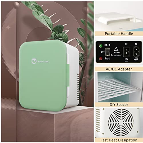 Image of Mini Skincare Fridge, 6 Liter /6 Cans Small Refrigerator Cooler Warmer 110V AC / 12V DC Personal Fridge for Bedroom, Beverage, Makeup
