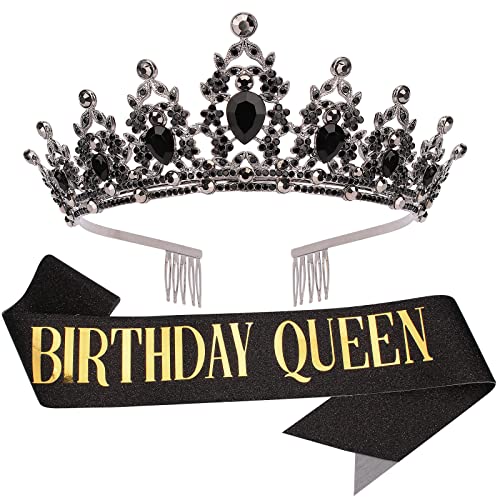 Tiara de cristal y banda de cumpleaños para mujer y niña