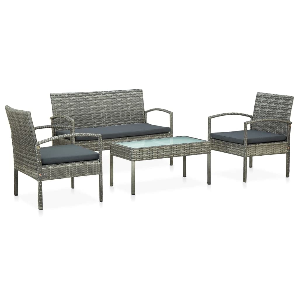 Générique Salon de Jardin 4 pcs avec Coussins résine tressée Gris,Meubles,Mobilier de Jardin,Salons de Jardin,45787