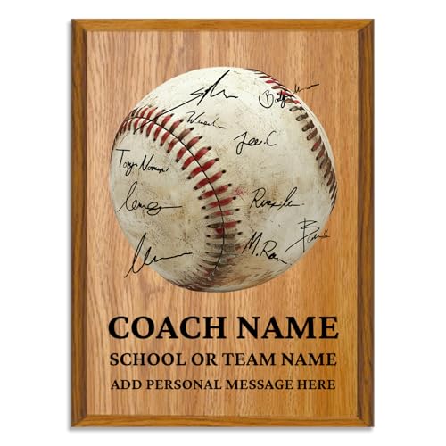 Personalized Baseball Coach Plaque – Custom Baseball Coach Gift with Team Signatures – Baseball Trophy and Award for Coach Appreciation – Best Coach Gift for Men and Women (Baseball, 9