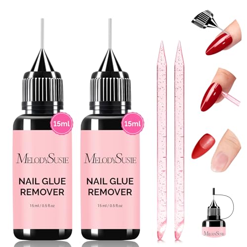 MelodySusie 2PCS Nail Glue Remover for Press on Nails, Acetone Free Nail Polish Remover...