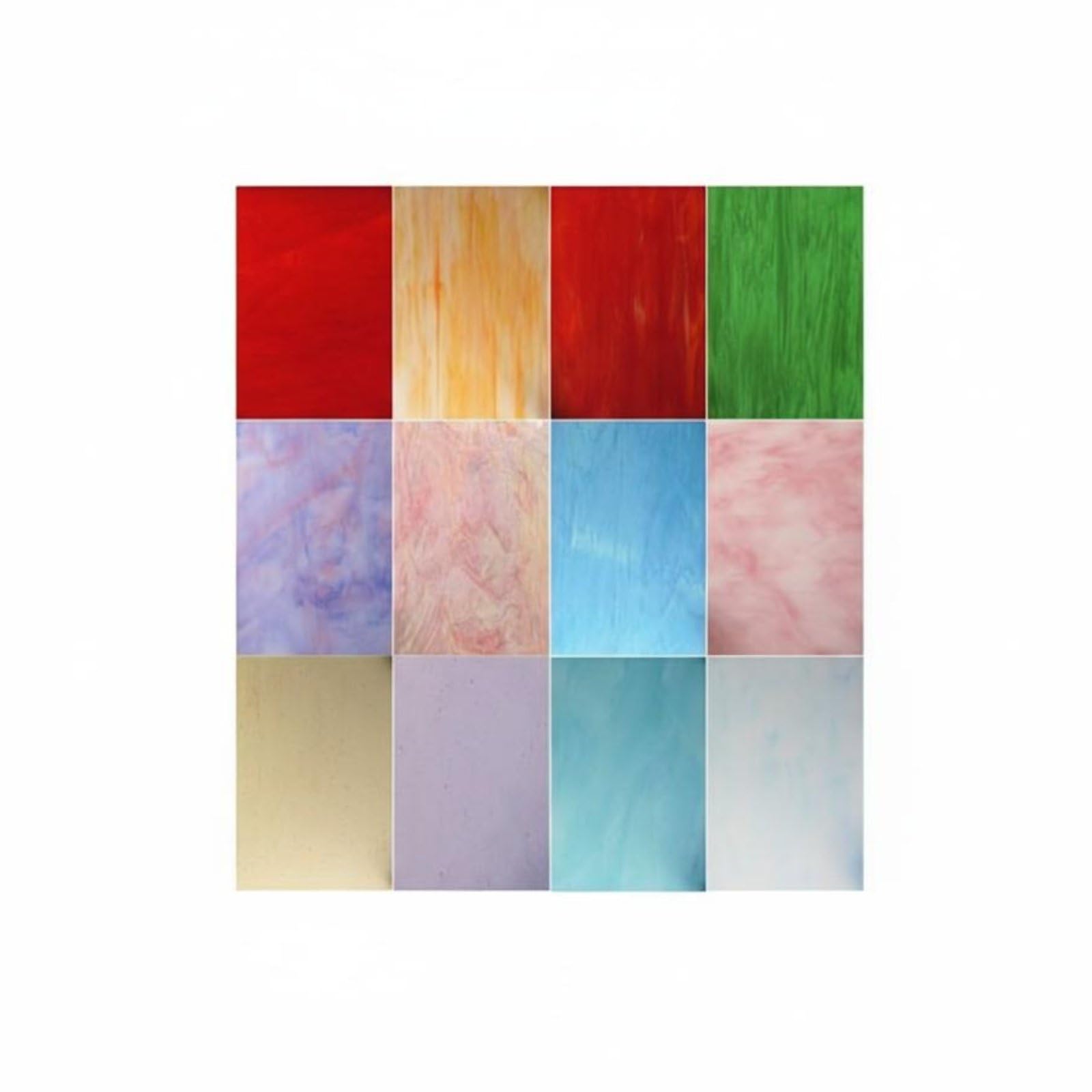 12 Pieces Multi-Color Assortment Stained Glass Sheets Rainbow Colors Colored Glass Panes Handmade Crafts Mosaic Supplies for Crafters, Artists, Art Projects, Home Decoration, Jewel-picture-31
