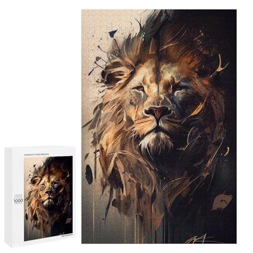 Puzzle lion abstrait 1000 pieces activite detente en famille au salon