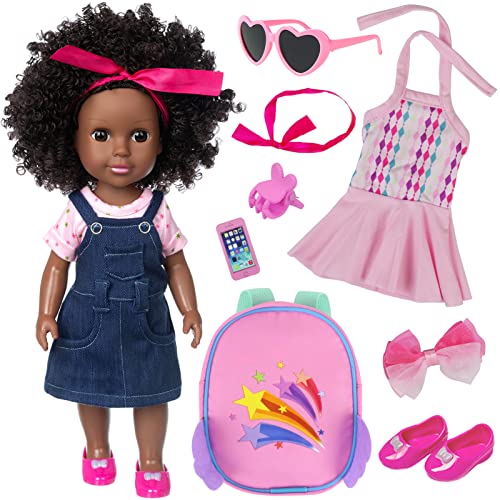 Muñeca Negra de Silicona Realista con Ropa 14.5 pulg miniatura 1