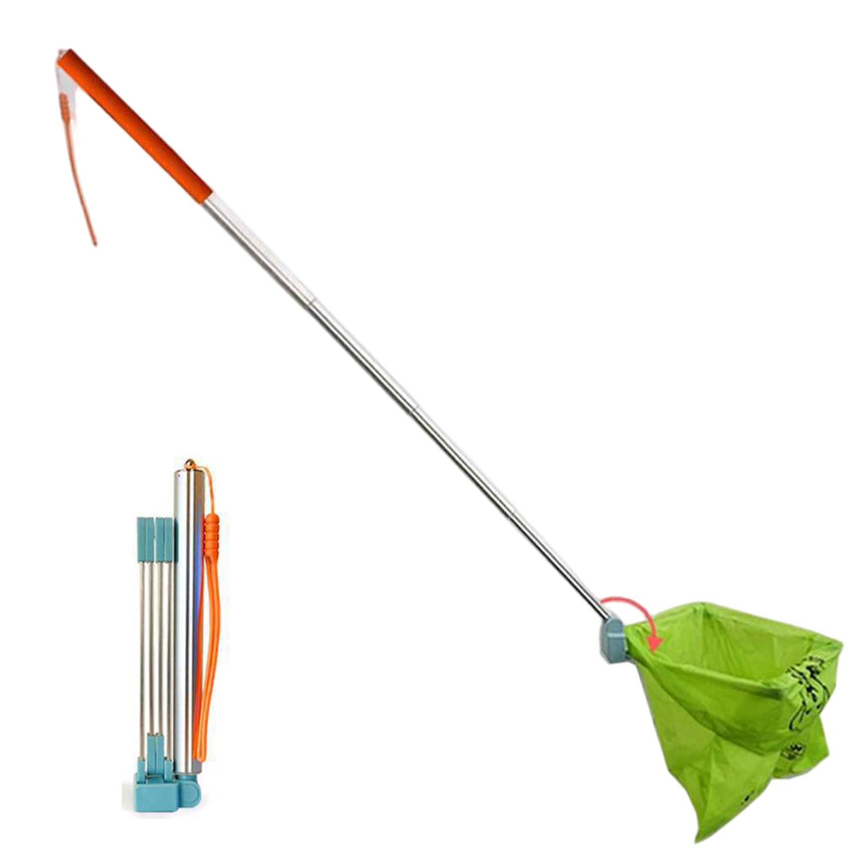 Nukinp Dog Pooper Scooper, Telescopic Pooper Scooper Catcher with Long Handle, Self-Adhesive and Foldable Dog Poop Collector