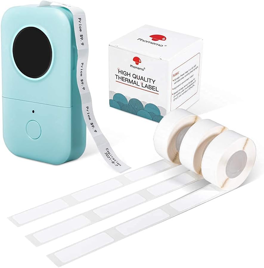 Phomemo D30 Label Maker (Green)with 3/8"X1 7/8" (12mm X