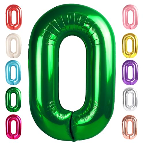 Image of Number 0 Balloons Birthday Decorations, 40In Green Balloons for Men Women | Eye-catching Appearance, Perfect Decorative Centerpieces, Convenient Self-sealing Structure, Widely for Various Occasions