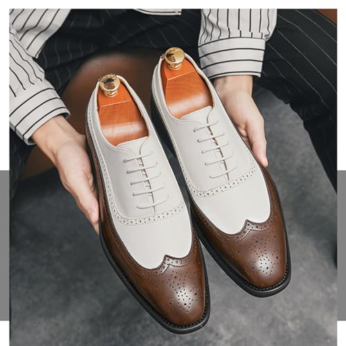 Men's Soft Leather Oxford Dress Shoes Classic Wingtip Lace-Up Brogue Oxford Shoes Stylish Business Casual Formal Work Shoes2