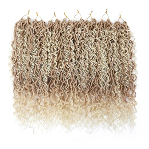 Image of 8 Packs Goddess Faux Locs Crochet Hair for Black Women, Boho Style