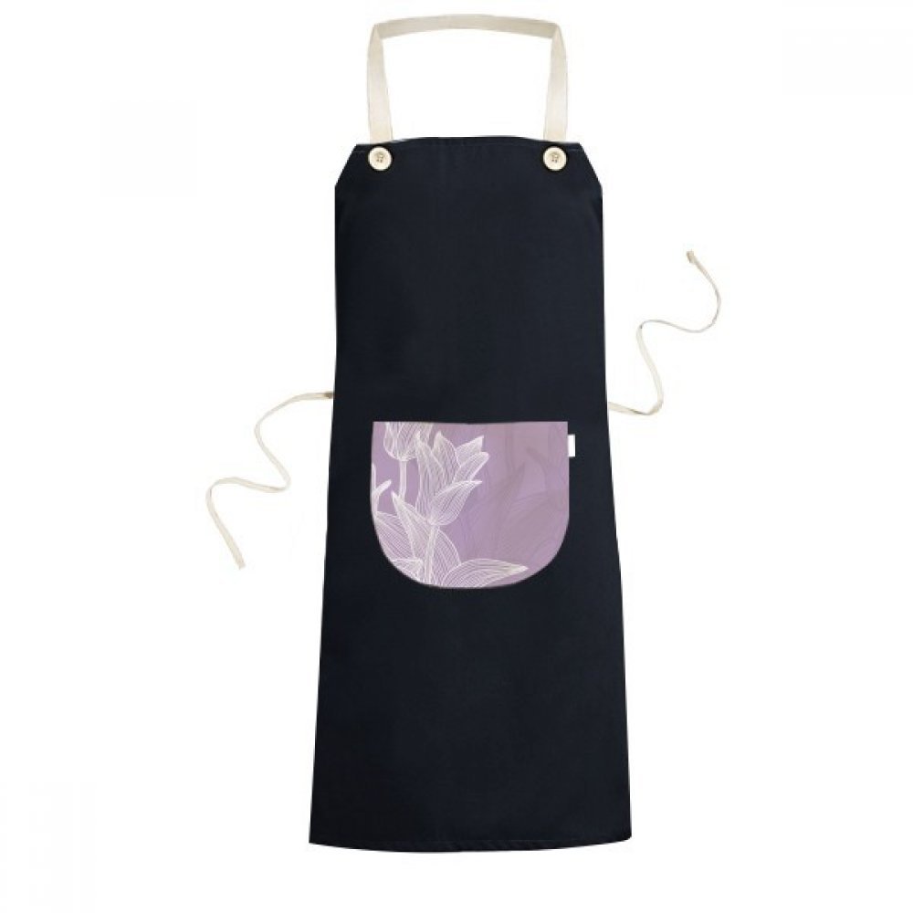 Tablier tulipe fleur illustration bavoir cuisine noir avec poche femme homme 70cmx67cm