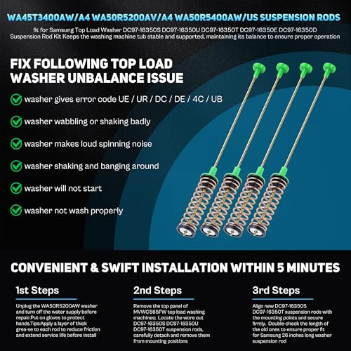 DC97-16350S DC97-16350T DC97-16350U Suspension Rods 26.4in fit for Samsung ActiveWaterjet Washer WA50R5400AW/US WA50T5300AC/US WA50R5400AV/US WA50R5200AW WA50R5200AV WA45T3400AW WA45T3400AV LUXRILIX