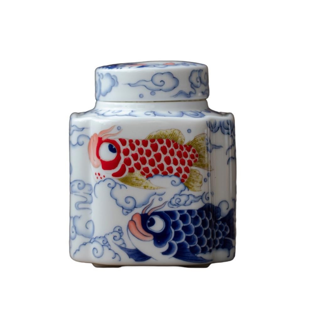 Puszka na herbatę Mutton Fat Jade Full Color Ceramic Bulk Tea Storage Can Kitchen Sealed Storage Can Household Chinese Tea Set Puszka na herbatę