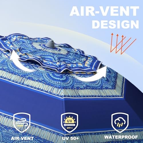 Image of AMMSUN 7ft Heavy Duty High Wind Beach Umbrella with Sand Anchor & Tilt Sun Shelter, UPF50+ Protection Outdoor Sunshade Umbrellas and Parasols Carry Bag for Patio Garden Beach Pool Backyard