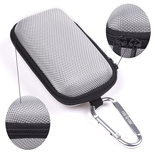 Case Star Rectangle-Shaped Hard EVA Case Bag and Silver Color Climbing Carabiner for Yurbuds Ironman Inspire Black In-Ear Sport Headphones MP3/MP4 Bluetooth Earbuds iPod Shuffle with Mesh Pocket, Zipper Enclosure, and Durable Exterior with Case Star Cost-free Velvet Cell Phone Bag (Rectangular Case - Silver)