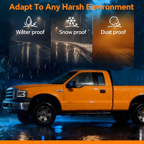 Image of G-PLUS LED DRL Headlights, Compatible with 2005 2006 2007 Ford F250 F350 F450 F550 Super Duty Bumper Headlamps, Clear Lens Black Housing Amber Reflector