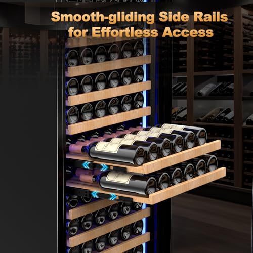 Image of 24 Inch Wine Cooler Refrigerator,179 Bottles Wine Fridge Large Capacity Professional Wine Cellars with Powerful Compressor,Quiet Operation and Elegant Design, Black