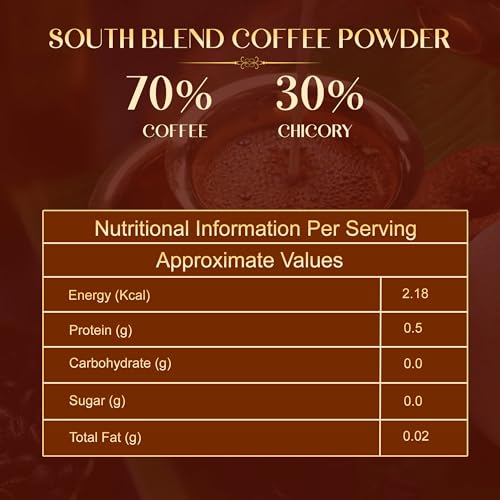 Image of Bevzilla Instant Filter Coffee Powder - South Blend | 70% Coffee, 30% Chicory | Extra Strong | 400g (200g x 2) | Bold Taste | Quick Preparation (Pack of 2)