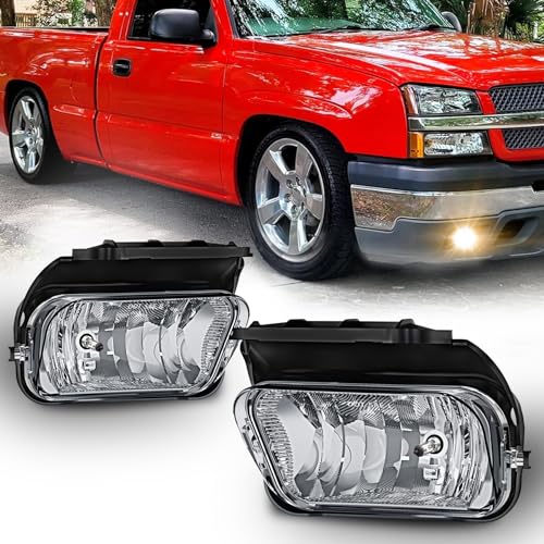 SINYATO INDUST Fog Lights for Chevy Silverado 2003-2006 All Models Avalanche 2002-2006 Bumper Driving Fog Lamps Replacement Halogen Bulbs One Pair