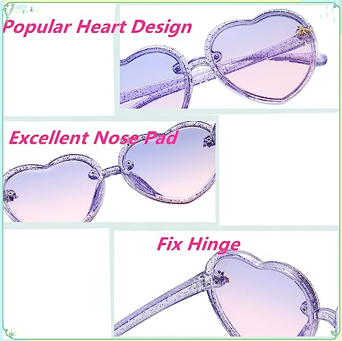 Jiejieko Kids Heart Sunglasses Heart Shaped Sunglasses Cute Kids Eyewear For Pool Beach Outdoor Age 3-10 Years thumb #3