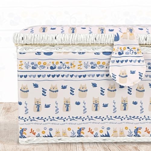 image for Comfecto Large Vintage Sewing Basket with Removable Tray Pin Cushion, 