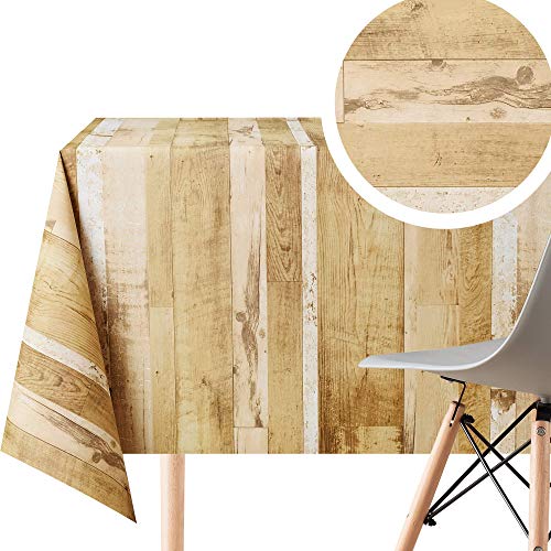 Naturel Rustique Nappe PVC Planches en Bois Brun Toile Cirée Rectangulaire 140x200 - Épais Texture Beige Marron Facile à Nettoyer Nappe Plastique Lavable Etanche - Nappe Rectangulaire Toile Ciree