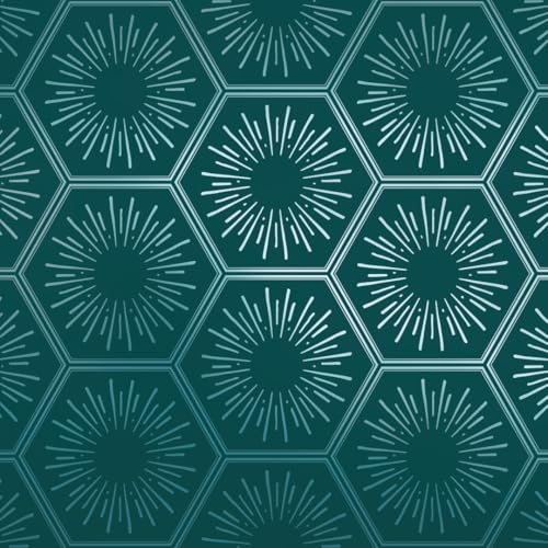Tempaper Metallic Teal Hello Sunshine Removable Peel and Stick Wallpaper, 20.5 in X 16.5 ft, Made in The USA